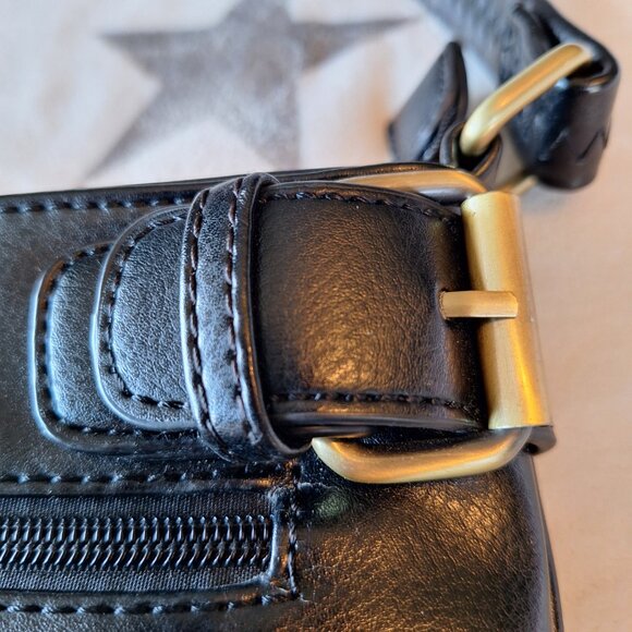 Black Zip Top Adjustable‎ Crossbody Strap Shoulder Bag Biker Goth Buckles - Picture 8 of 10